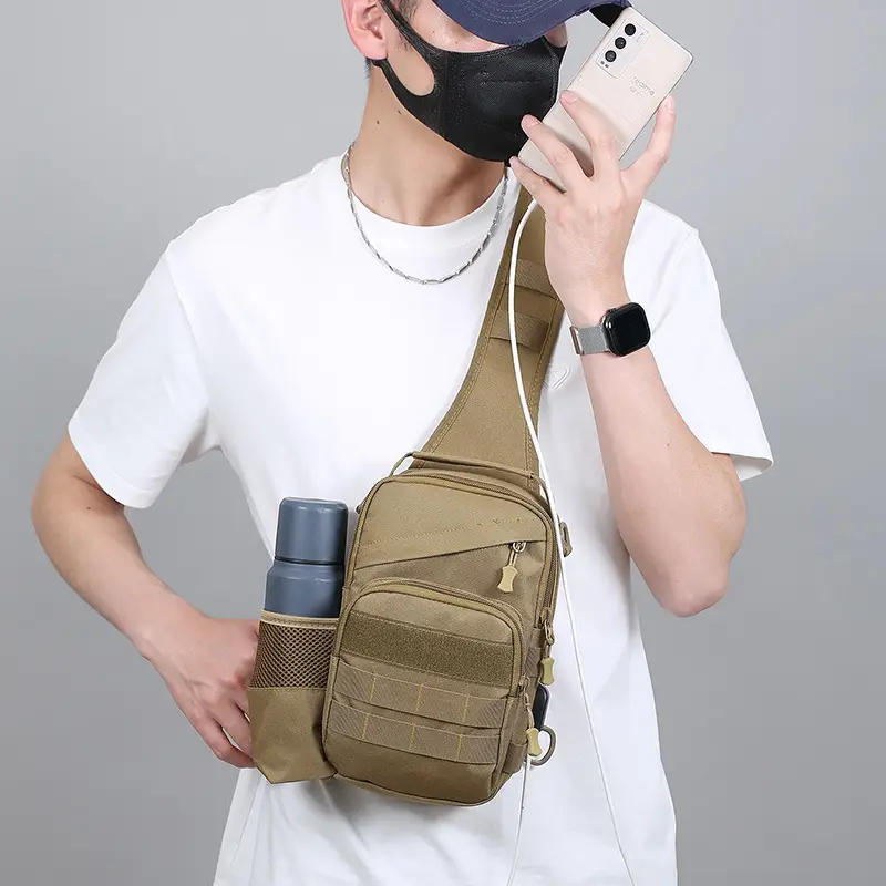 Men Tactical Shoulder Bag Tan Multi-Use Travel Cycling Backpack - Image 8