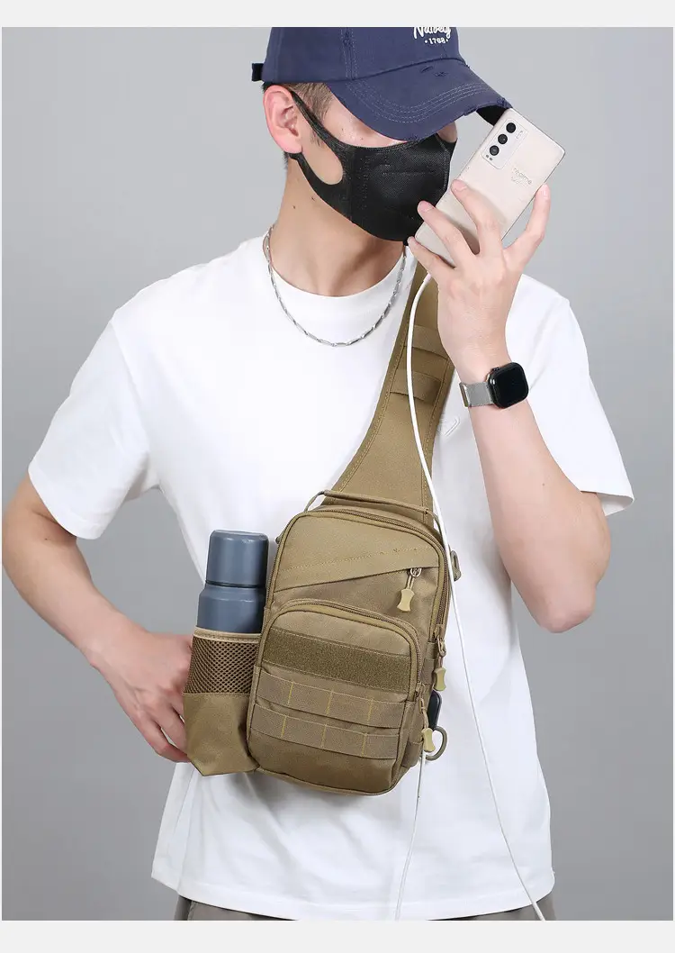 Men Tactical Shoulder Bag Tan Multi-Use Travel Cycling Backpack — feature 18