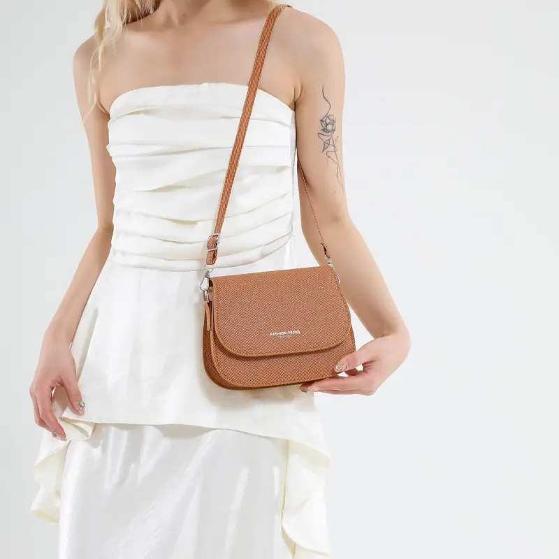 Women's Grey Saddle Crossbody Bag 2025 New Trendy - Image 7