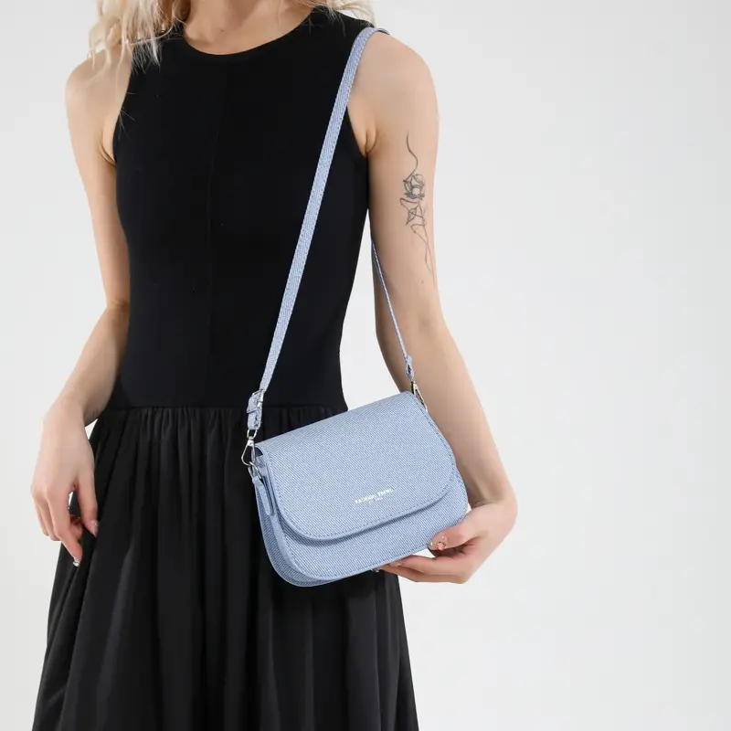 Women's Grey Saddle Crossbody Bag 2025 New Trendy - Image 8