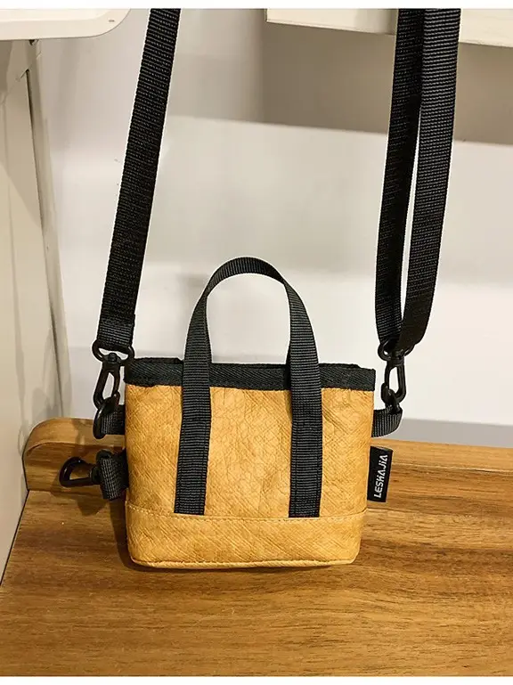 Women Crossbody Bag with Wooden Handle Mobile Phone Carrier