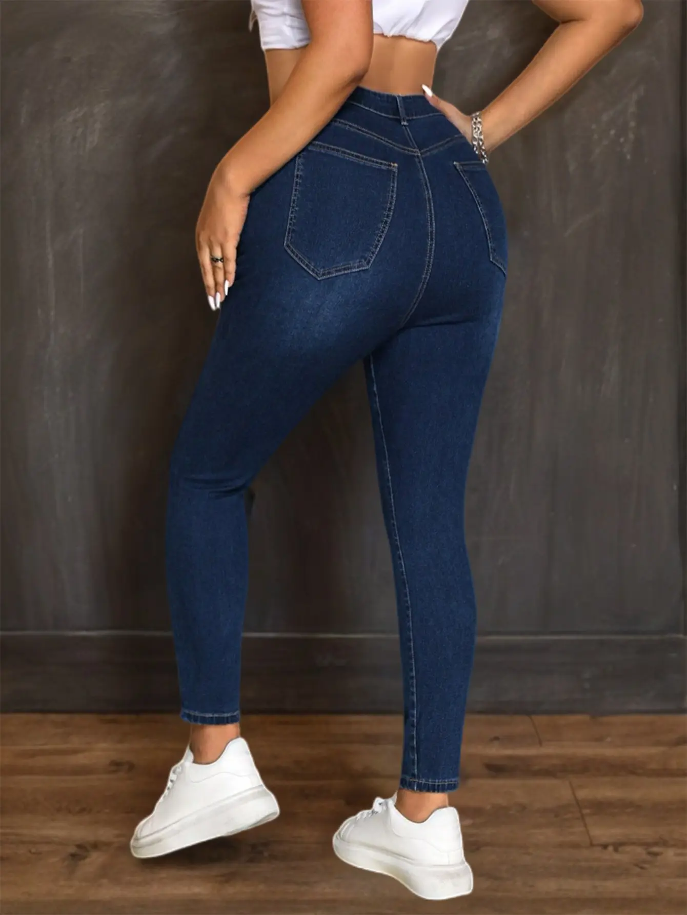Korean Style Dark Blue Skinny Pants for Women — feature 10