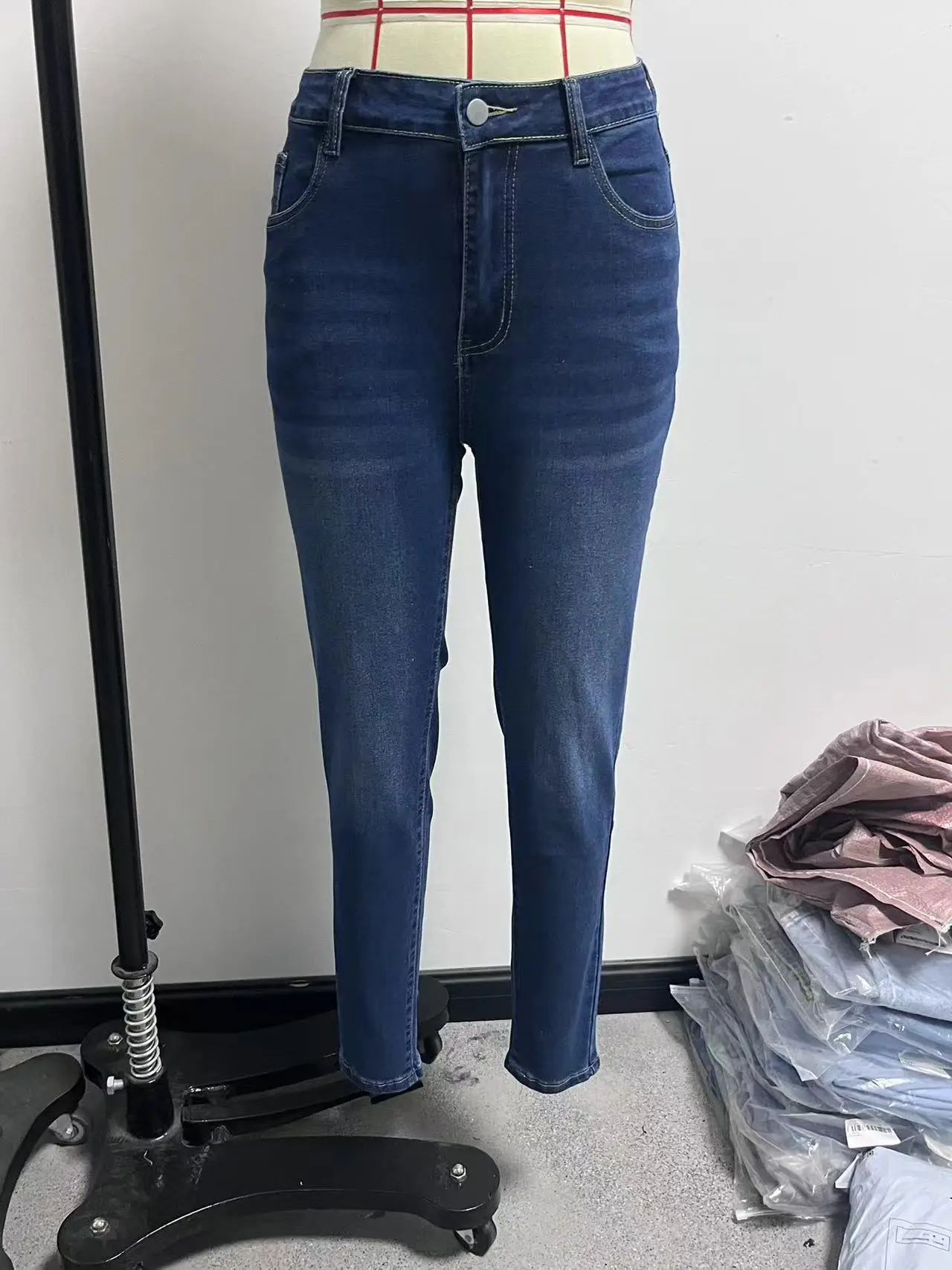 Korean Style Dark Blue Skinny Pants for Women — feature 14