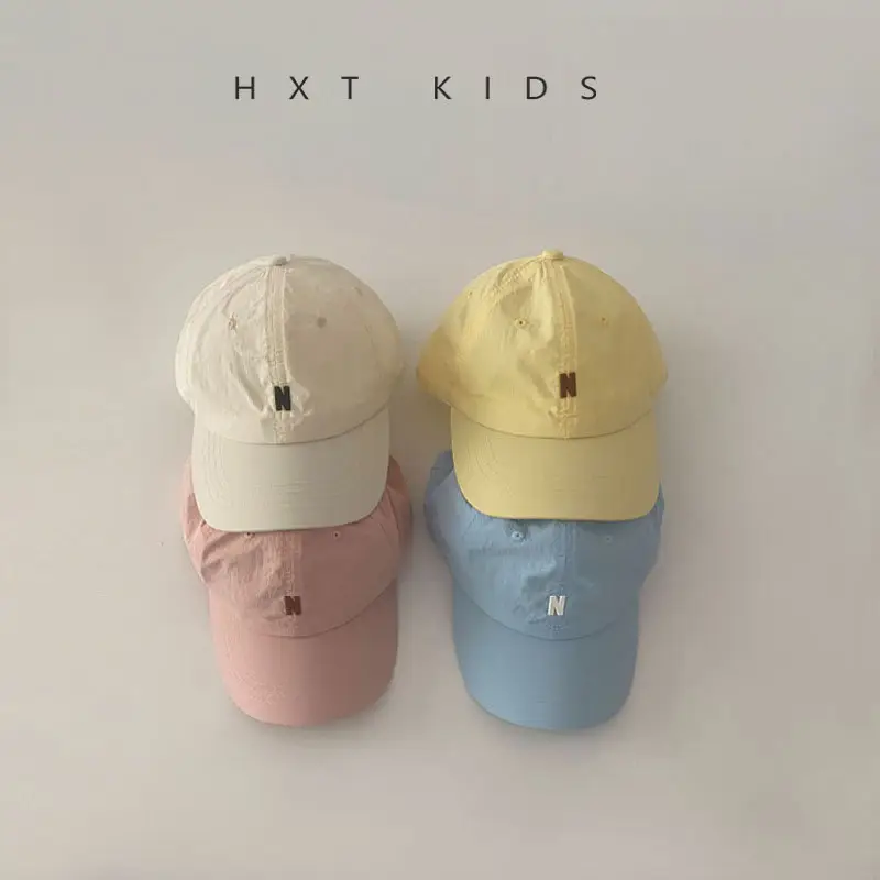 Black Kids Cap with Letter Embroidery Summer Sunshade Hat - Image 12