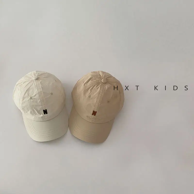 Black Kids Cap with Letter Embroidery Summer Sunshade Hat - Image 14