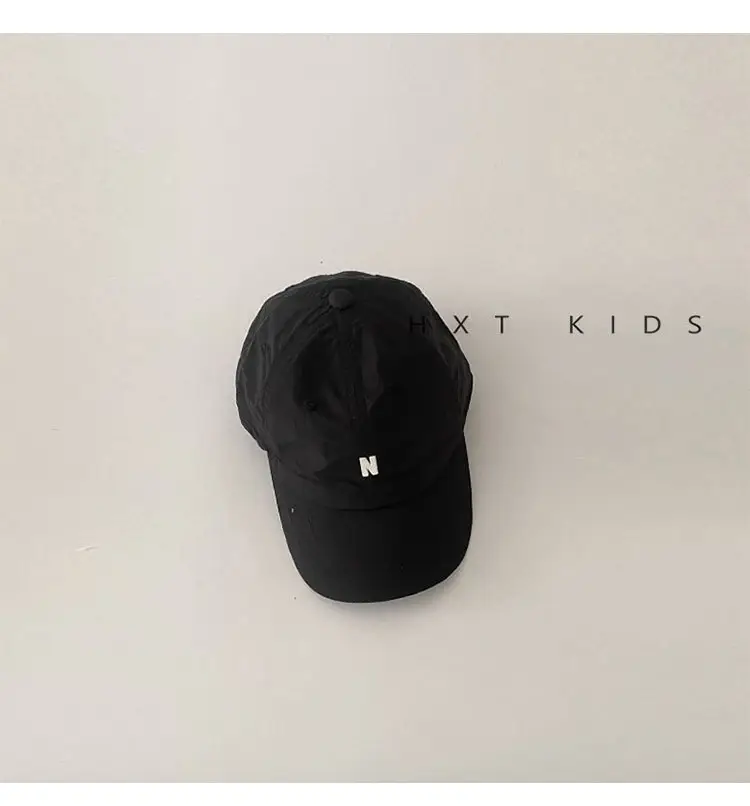 Black Kids Cap with Letter Embroidery Summer Sunshade Hat — feature 13