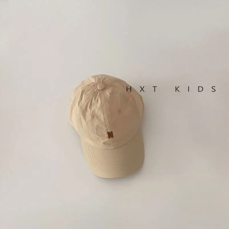 Black Kids Cap with Letter Embroidery Summer Sunshade Hat - Image 2