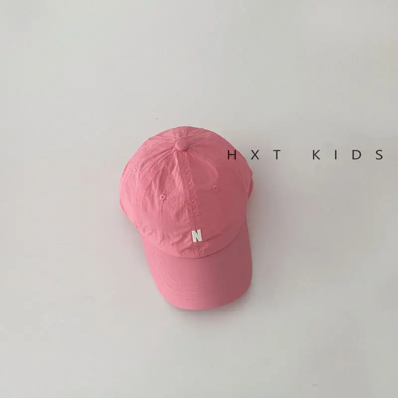 Black Kids Cap with Letter Embroidery Summer Sunshade Hat - Image 4