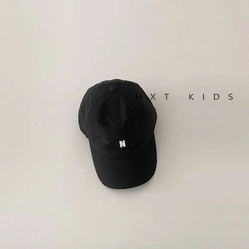 Black Kids Cap with Letter Embroidery Summer Sunshade Hat - Image 8