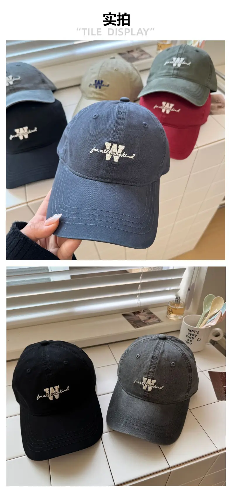 Women's Maroon American Letter Cap Wash Cotton — feature 3