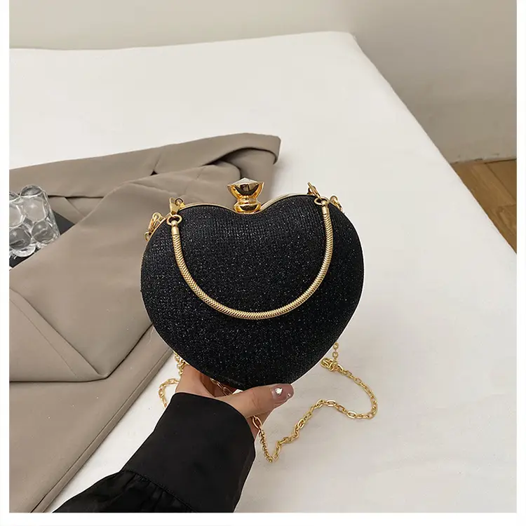 Heart Shaped Gold Chain Women's Bag - Image 2