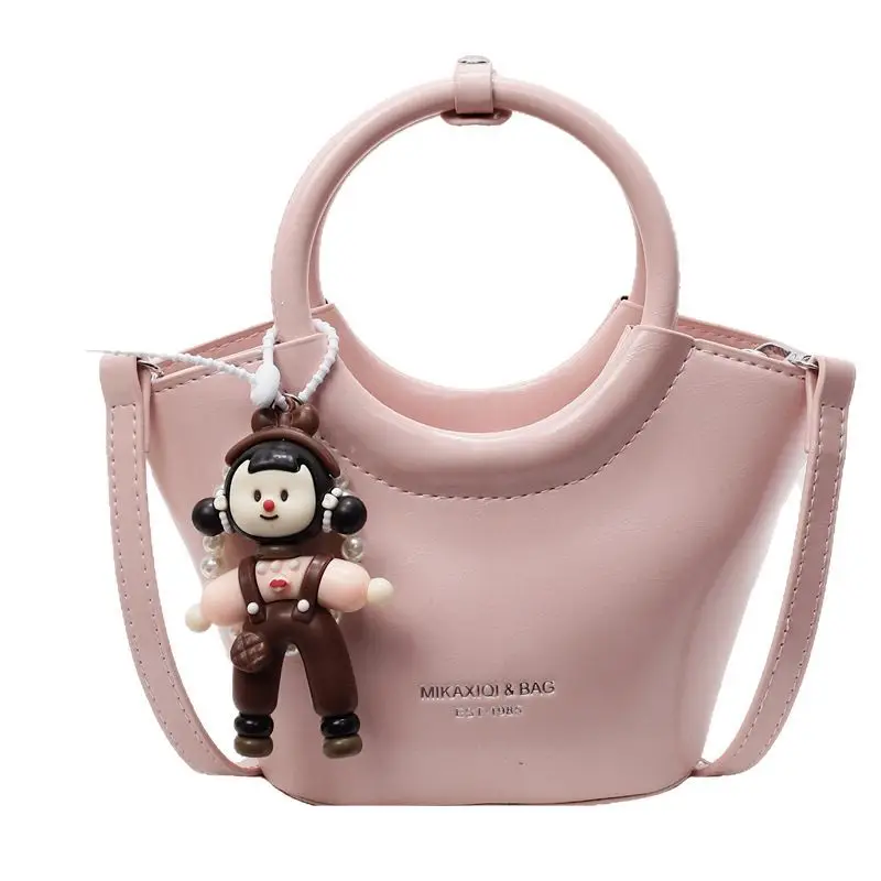 Women's Maroon Leather Shoulder Bag with Cute Charm - Image 17