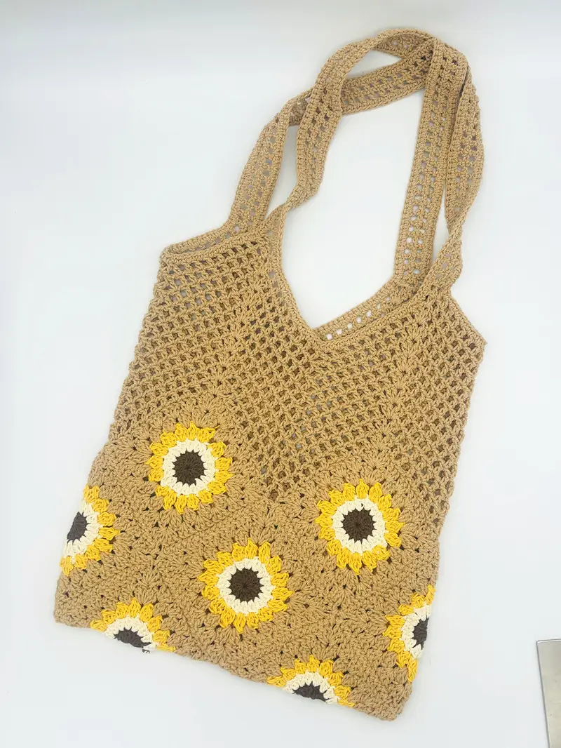 Sunflower Crochet Shoulder Tote Bag for Women - Image 4