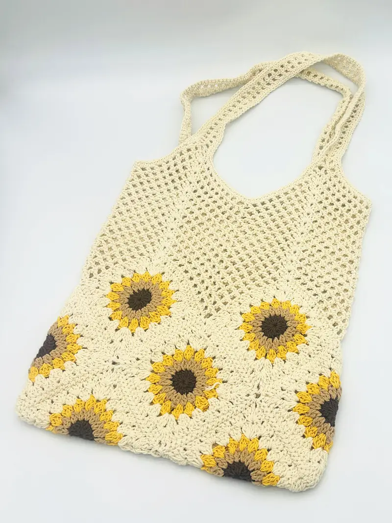 Sunflower Crochet Shoulder Tote Bag for Women - Image 5