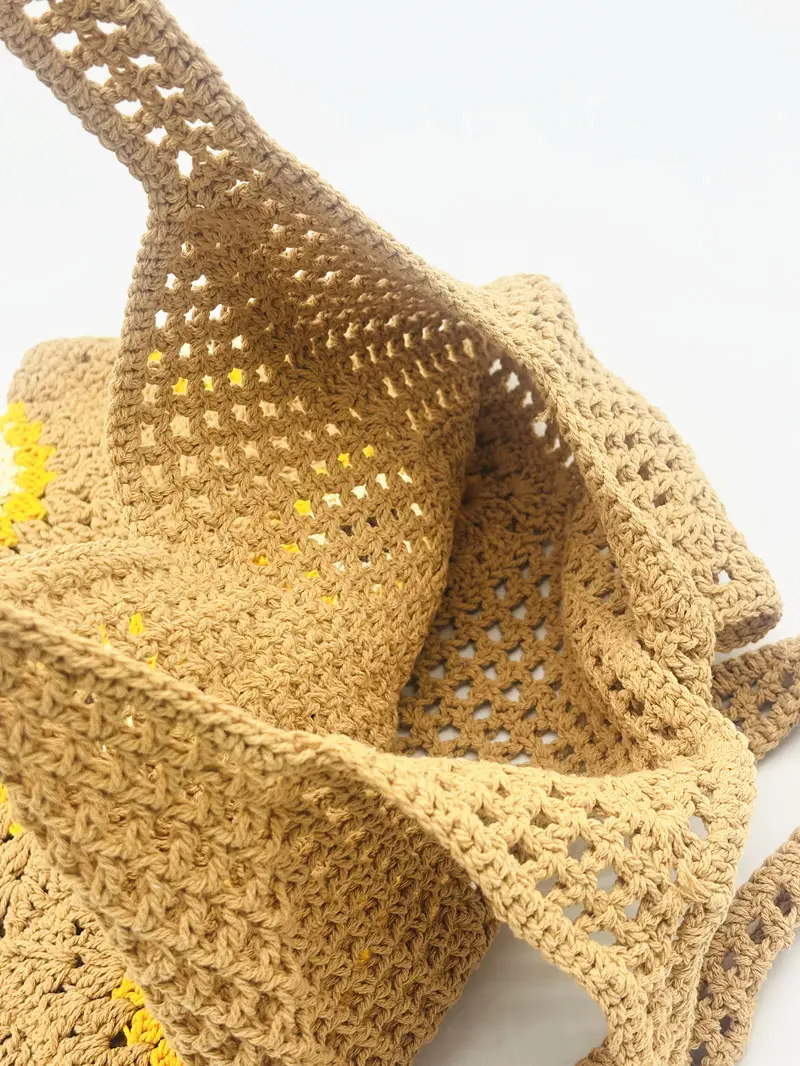 Sunflower Crochet Shoulder Tote Bag for Women - Image 6