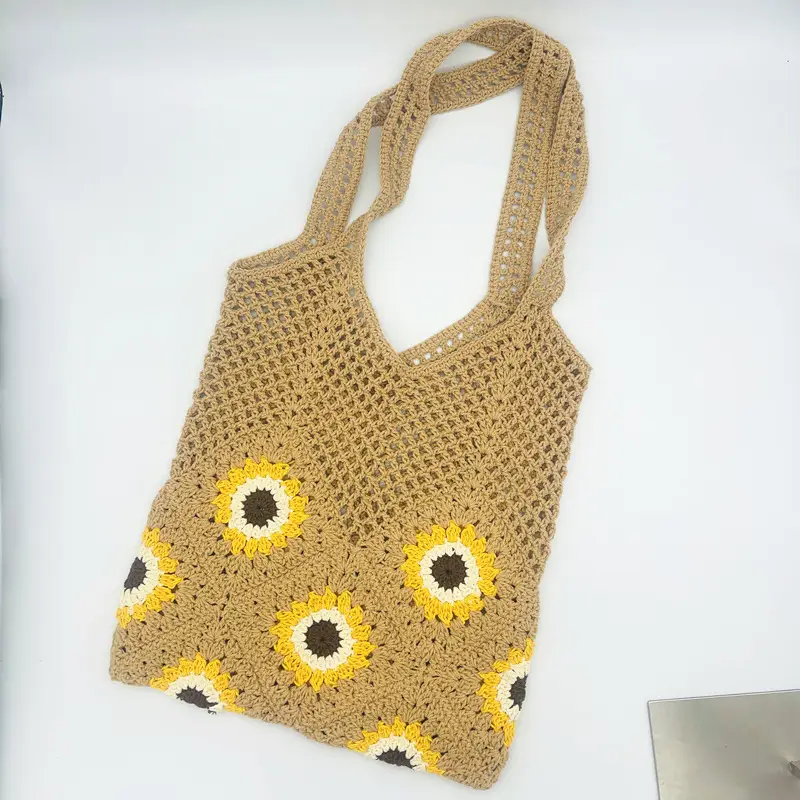 Sunflower Crochet Shoulder Tote Bag for Women - Image 2