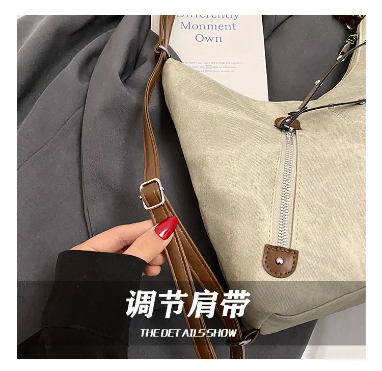 Luxury Blue Shoulder Tote Bag with Leather Strap & Pouch — feature 7