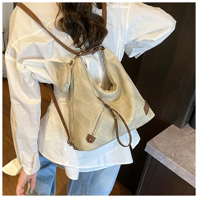 Luxury Blue Shoulder Tote Bag with Leather Strap & Pouch — feature 9