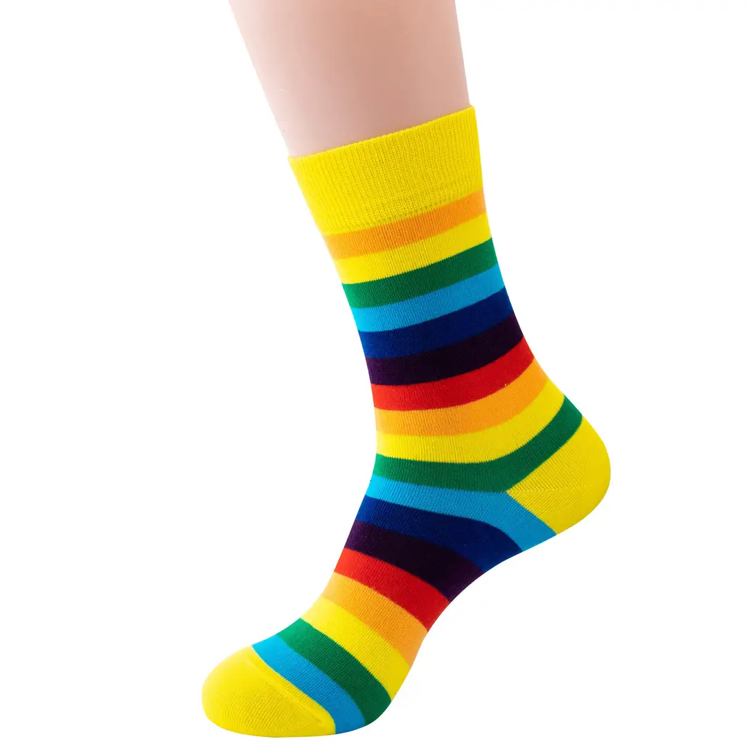 Men's Sailor Socks Striped Rainbow Sport Cotton Novelty Socks Women Men's Long Barrel Color Crew Amazon