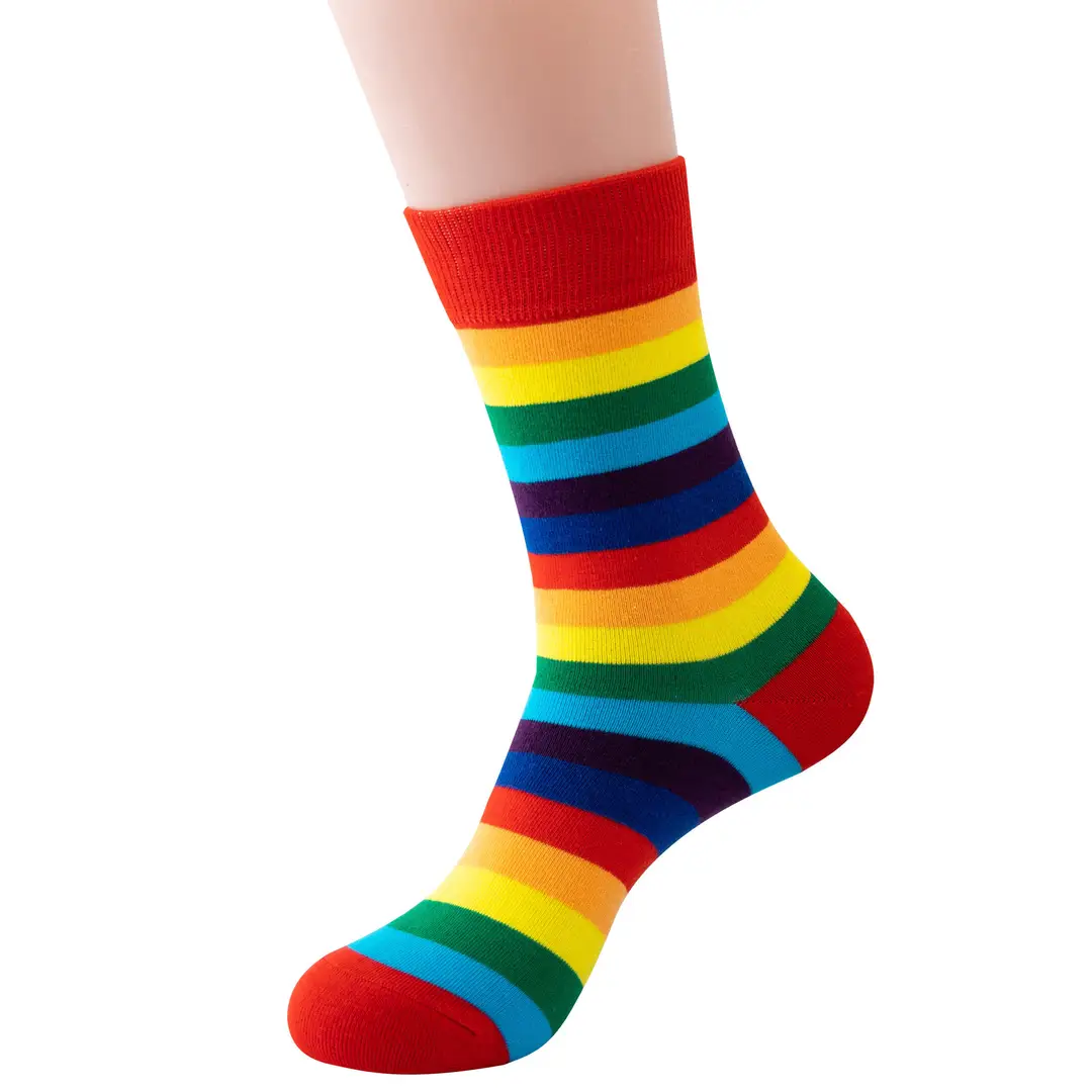 Men's Sailor Socks Striped Rainbow Sport Cotton Novelty Socks Women Men's Long Barrel Color Crew Amazon