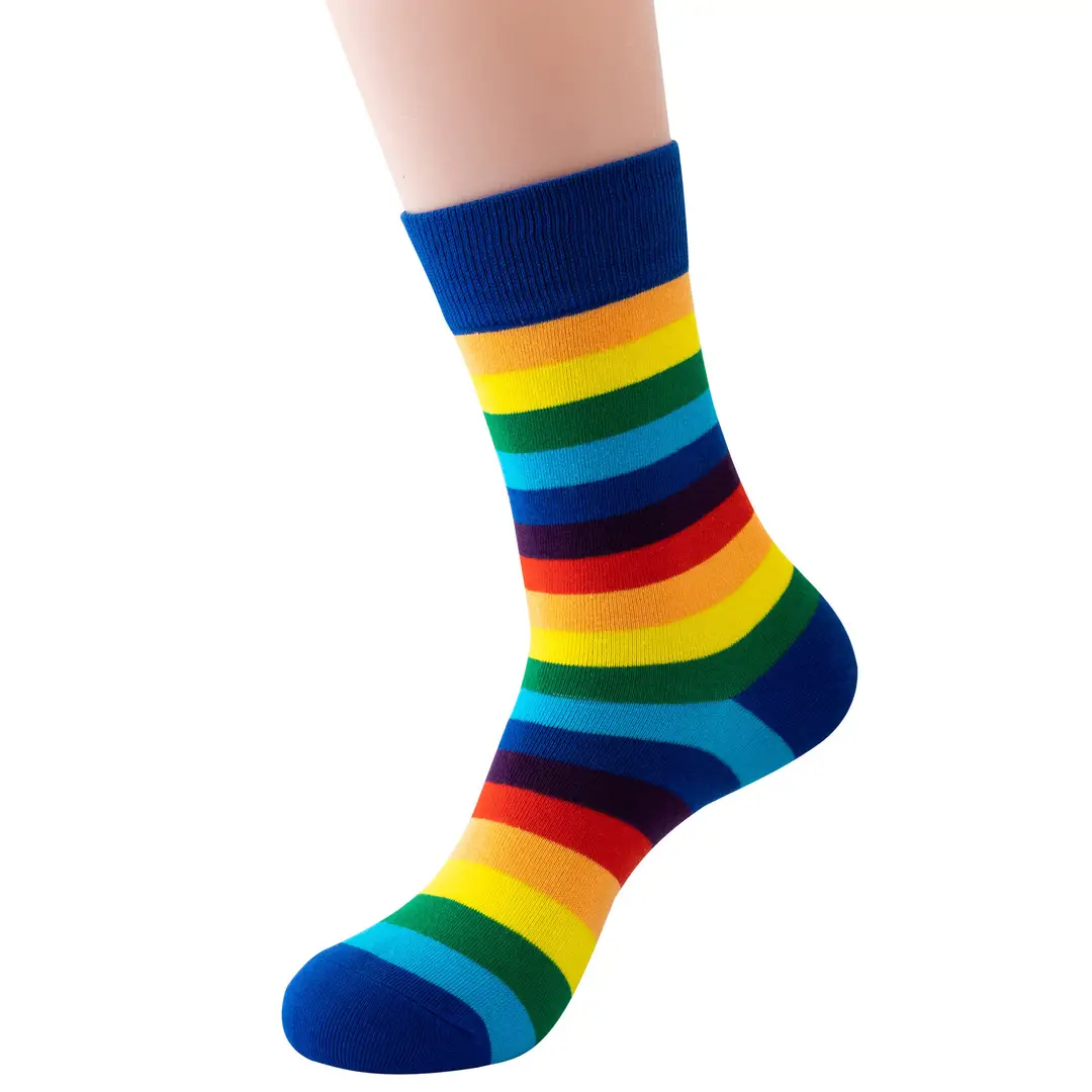 Men's Sailor Socks Striped Rainbow Sport Cotton Novelty Socks Women Men's Long Barrel Color Crew Amazon