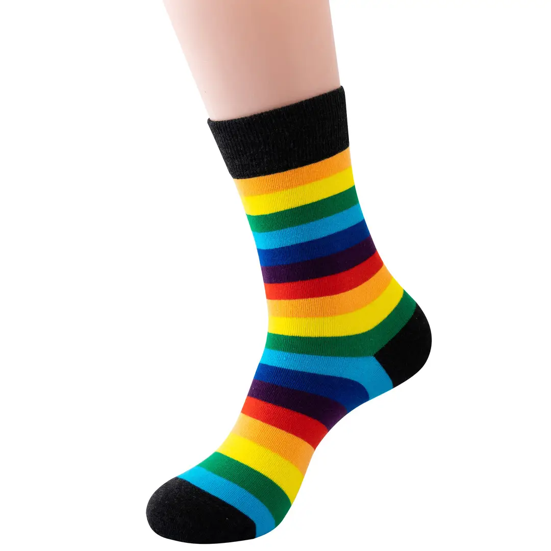 Men's Sailor Socks Striped Rainbow Sport Cotton Novelty Socks Women Men's Long Barrel Color Crew Amazon