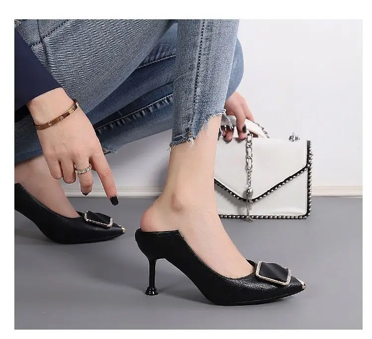 Women Beige Stiletto Heels with Pearl Buckle 2026 — feature 8