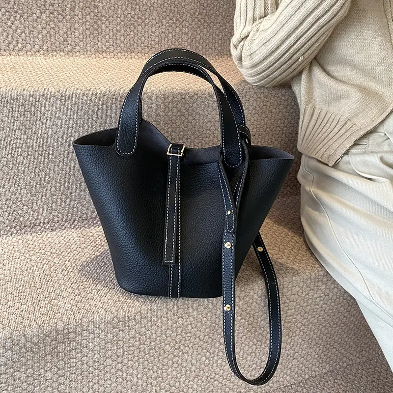 Brown Crossbody Women's Leather Tote Bag with Adjustable Strap - Image 9