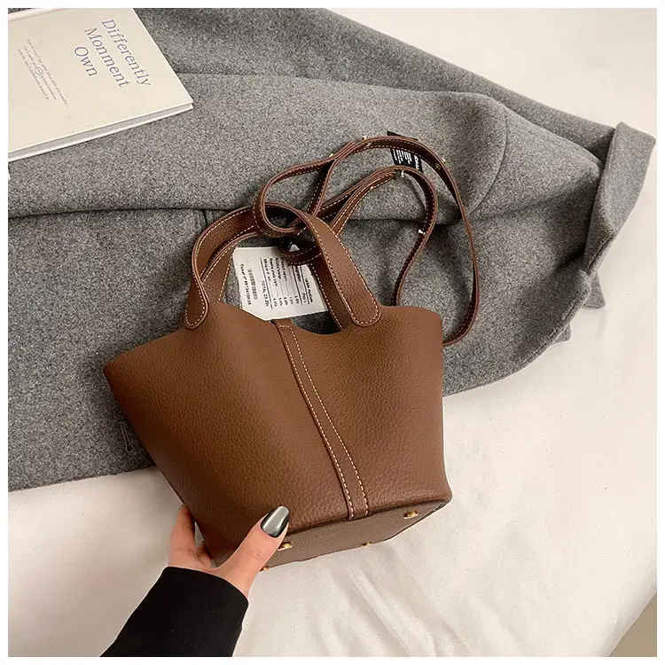 Brown Crossbody Women's Leather Tote Bag with Adjustable Strap — feature 10