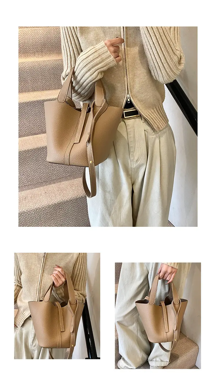 Brown Crossbody Women's Leather Tote Bag with Adjustable Strap — feature 18