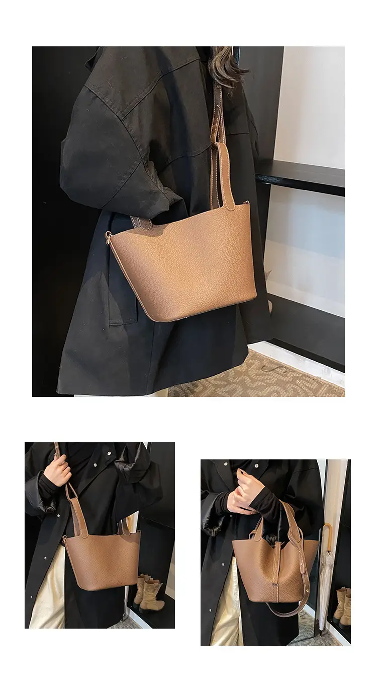 Brown Crossbody Women's Leather Tote Bag with Adjustable Strap — feature 20