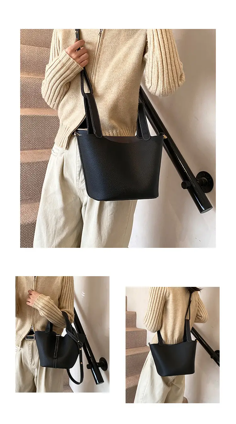 Brown Crossbody Women's Leather Tote Bag with Adjustable Strap — feature 21