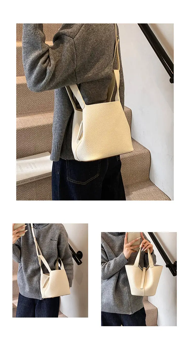 Brown Crossbody Women's Leather Tote Bag with Adjustable Strap — feature 22