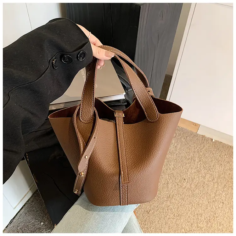 Brown Crossbody Women's Leather Tote Bag with Adjustable Strap — feature 25