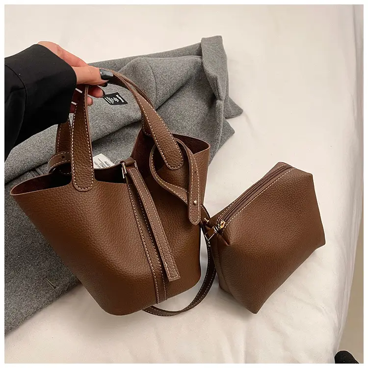 Brown Crossbody Women's Leather Tote Bag with Adjustable Strap — feature 4
