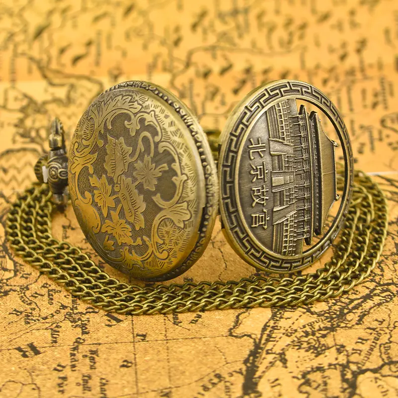 China Tiananmen Wall Pocket Watch Necklace with Chain - Image 7