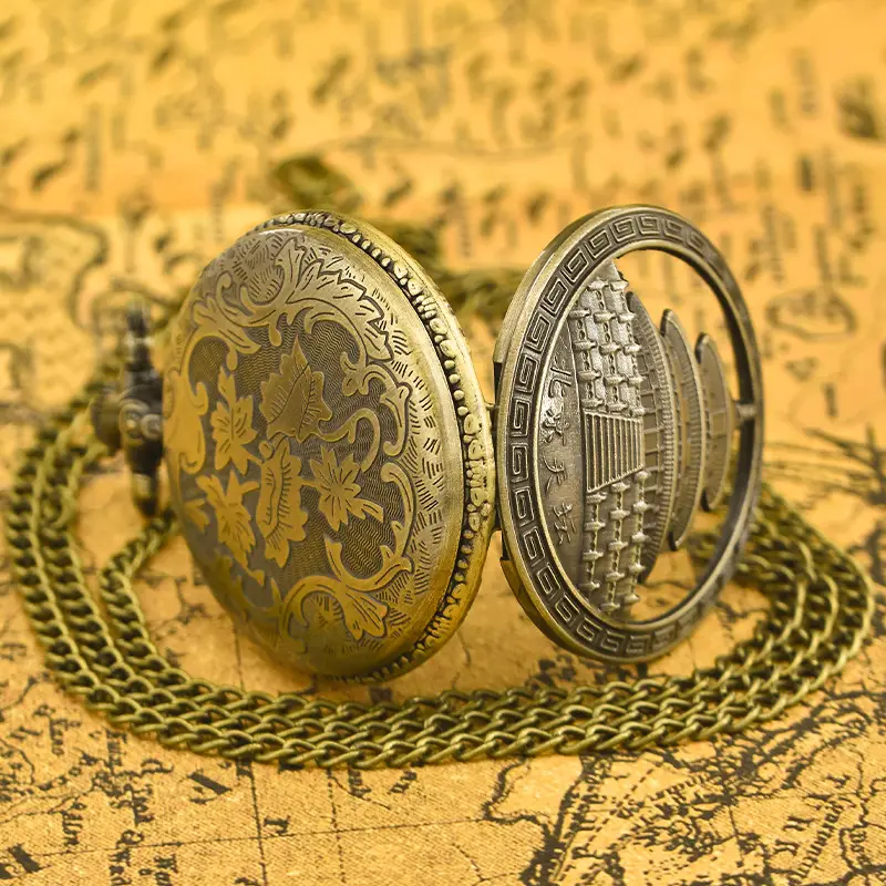 China Tiananmen Wall Pocket Watch Necklace with Chain — feature 9