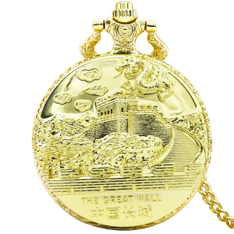 China Tiananmen Wall Pocket Watch Necklace with Chain - Image 5