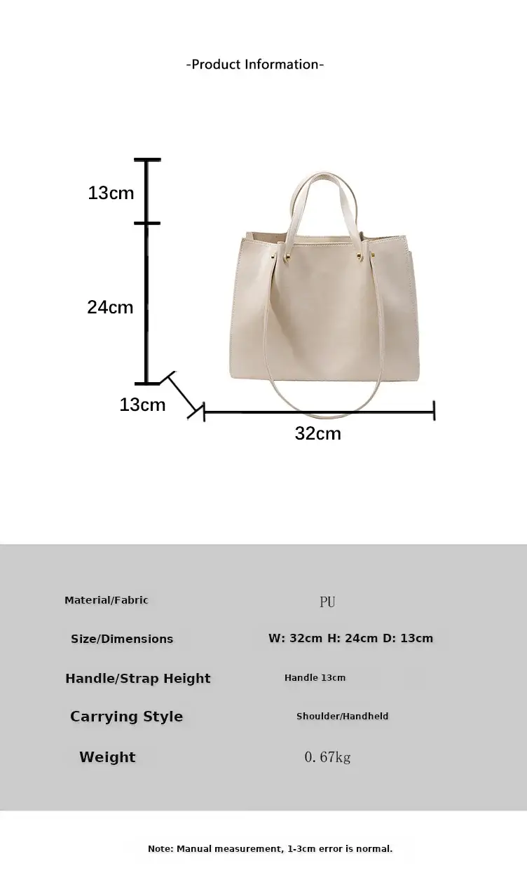 Women's White Leather Retro Tote Bag 2024 Winter — feature 2