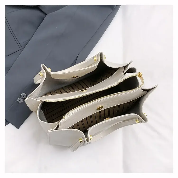 Women's White Leather Retro Tote Bag 2024 Winter — feature 26