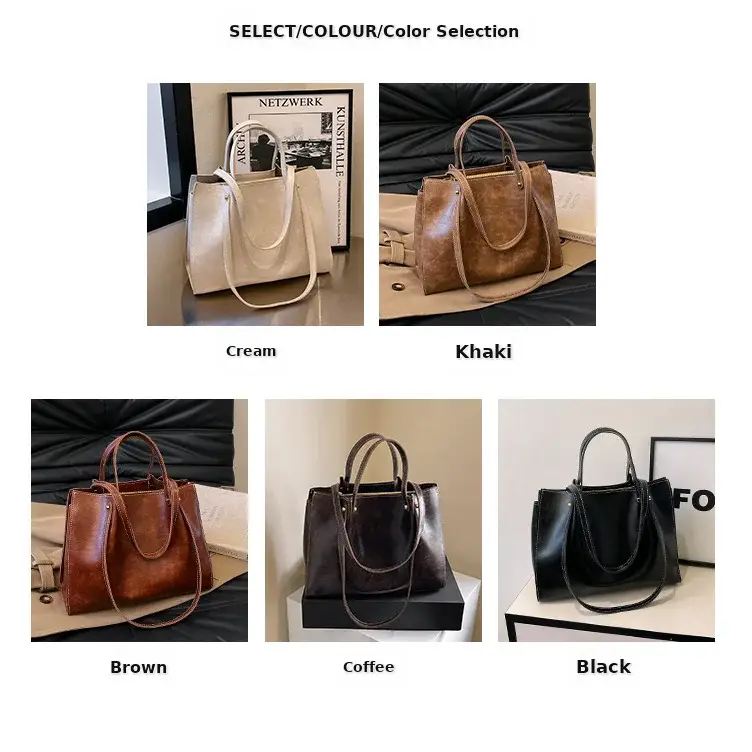 Women's White Leather Retro Tote Bag 2024 Winter — feature 29