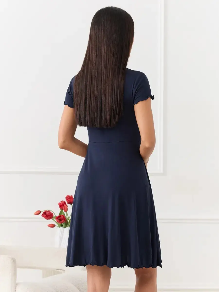 Black V-Neck Ruffle Dress for Women — feature 48
