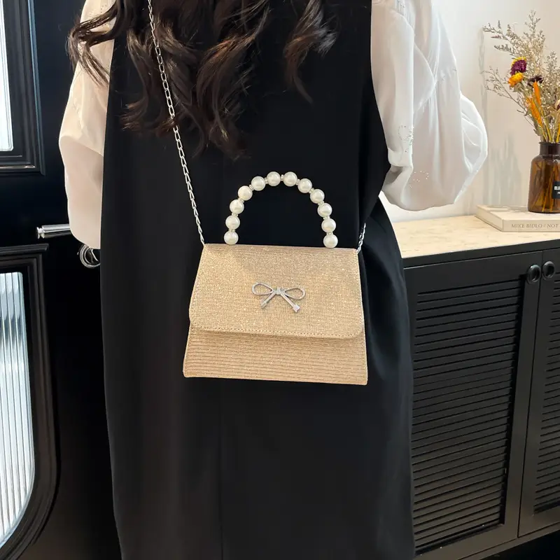 Pink Sparkly Bow Shoulder Bag for Women