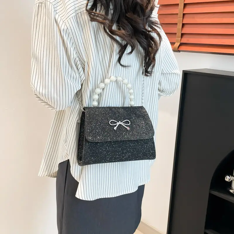 Pink Sparkly Bow Shoulder Bag for Women