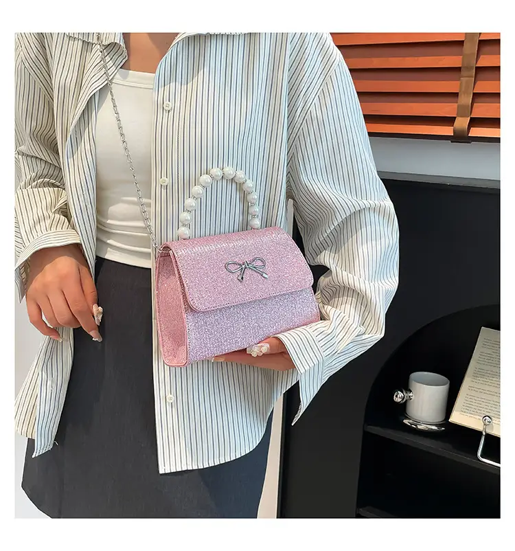 Pink Sparkly Bow Shoulder Bag for Women — feature 31