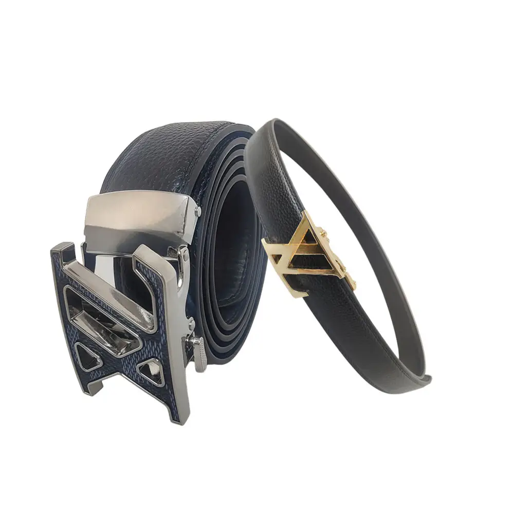 Men's Leather Belt Automatic Buckle Black XL — feature 2