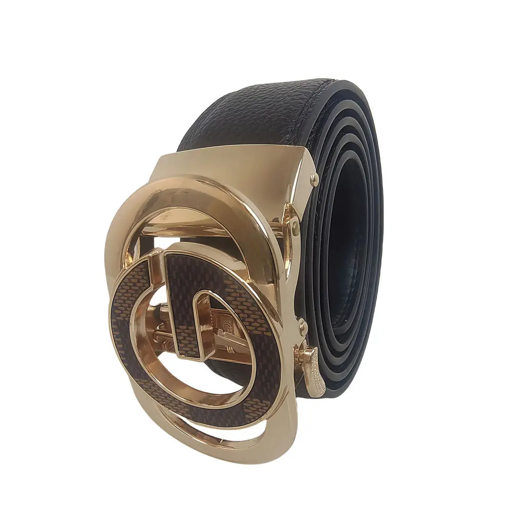 Men's Leather Belt Automatic Buckle Black XL - Image 2