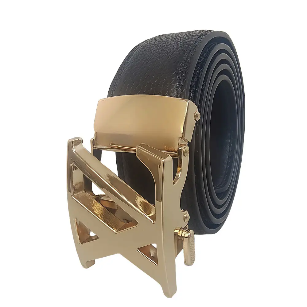 Men's Leather Belt Automatic Buckle Black XL - Image 4