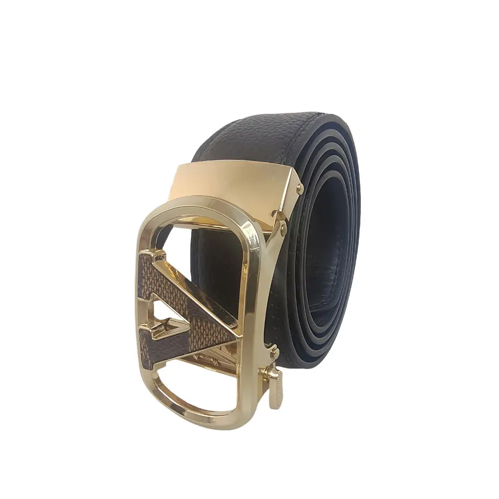 Men's Leather Belt Automatic Buckle Black XL - Image 6