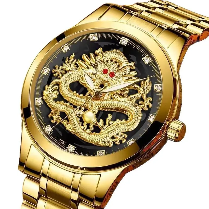 Luminous Gold Dragon Watch for Men